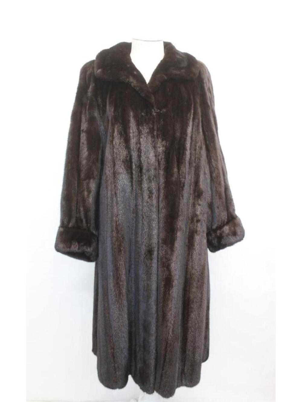 Excellent Female Dark Ranch Mink Fur Coat Jacket Women Woman Size 6-8 Medium